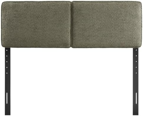 Modway Lindee King Size Upholstered Headboard with Sage Boucle Fabric - Modern Fabric King Headboard with Height-Adjustable Mounting Positions - Padded Pillow Style