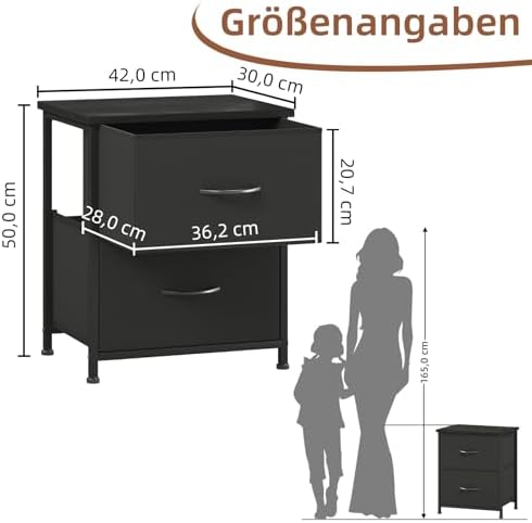 Somdot Night Stand with 2 Drawer, Small Nightstand End Table, Bedside Table