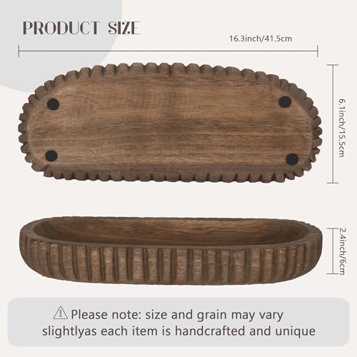 Oakrain Wooden Decorative Bowl for Home Decor, 16" Rustic Dough Bowl
