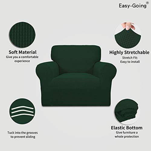 Easy-Going Stretch Chair Slipcover with Arm Washable Dark Green