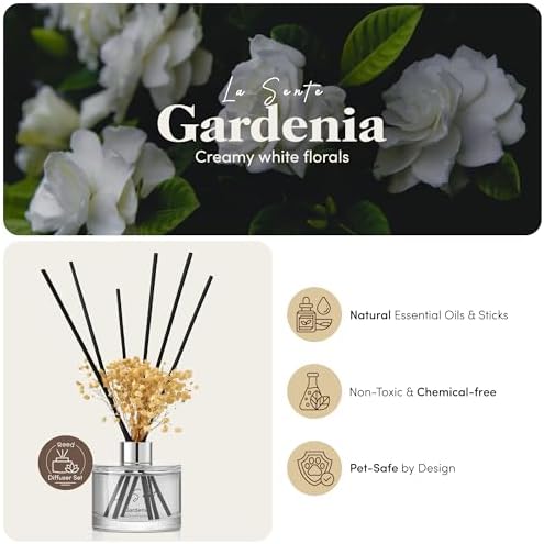 Gardenia Reed Diffuser Set with Sticks, 6.7 fl oz / 200 ml