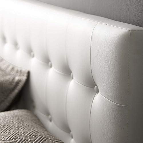 Modway Emily Tufted Button Faux Leather Upholstered King Headboard in White