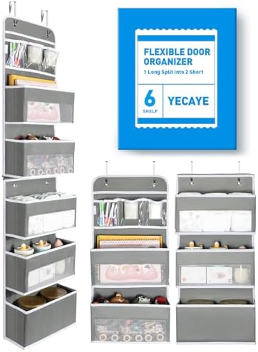 Yecaye Over the Door Storage Organizer for Nursery Closet 6 Tier Grey
