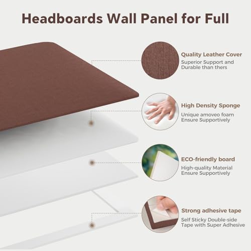 6-Piece Light Brown Linen Upholstered Headboard Twin Size, Wall Mounted Neutral Fabric Headboard, Warm Padded Panels for Bedroom