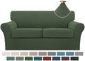 Turquoize 3 Piece Sofa Covers for 2 Cushion Couch Sofa Slipcover Soft Couch Cover for Dogs-Washable Sofa Furniture Covers with 2 Individual Cushion Covers, Feature Fabric (2 Cushion Sofa,Bronze Green)