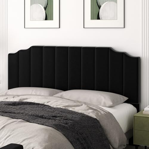 Befurtori King Size Headboard Only, Velvet Wall Mount Headboard, Black