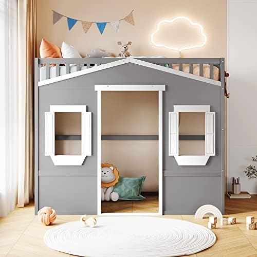 Bellemave Twin Loft Bed with Ladder, Solid Pine Wood Frame, 250LBS Capacity