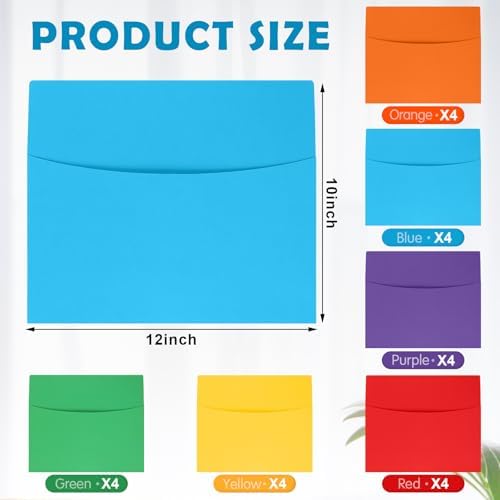 Newtay 24 Pcs Oversized Wall Pockets File Organizer, Bright Color