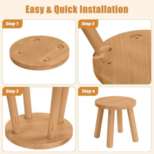 Solid Wooden Stool, Plant Stand, Step Stool,Small Round Stool,Walnut, 9" H