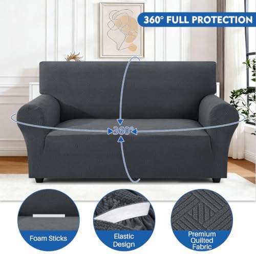 XINEAGE Loveseat Slipcover Pet Friendly, Stretch Couch Cover,Dark Gray