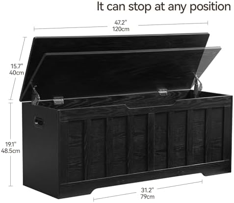 VANKILEY 47.2" Storage Chest Extra Large, Storage Bench(Black)