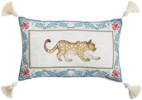 patdrea Designer French Vintage Leopard Print Pillow Cover,12"x20"
