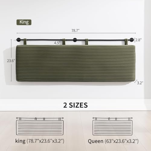 UEV King Headboard Only, Wall Mounted Hanging Upholstered Bed Head Board