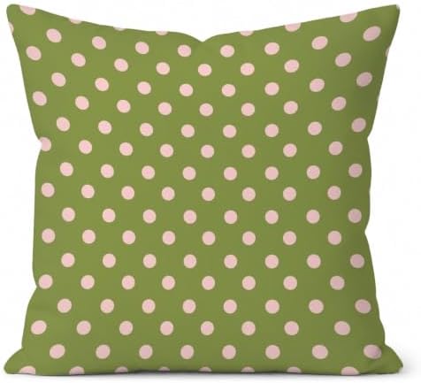 Cute Green Pink Polka Dot Room Decor Pillow Cover 18x18