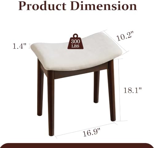Royal Windsor Vanity Stool, 18" H Makeup Chair,Small Ottoman Stool