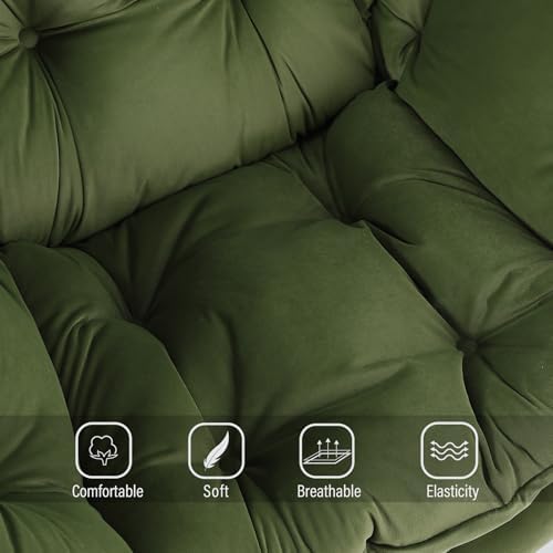 Welnow Lazy Chair with Ottoman, Reading Chair with Footrest, Army Green