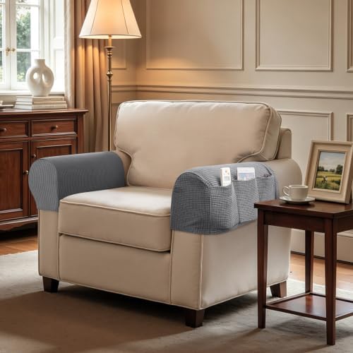 SUBRTEX Stretch Couch Arm Covers Set of 2, Non-Slip Sofa Armrest Slipcovers