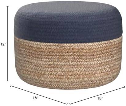 Pouf Ottoman 100% Jute Braided Pouffe (18"x18"x12")