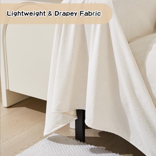 MEETSKY Couch Cover for 3 Cushion Cat Scratch Proof Couch Protector Washable Non Slip Sofa Covers Sectional Couch Covers for Dogs Soft L Shape Sofa Slipcover for Pets Kids, 91" x 134", Creamy White