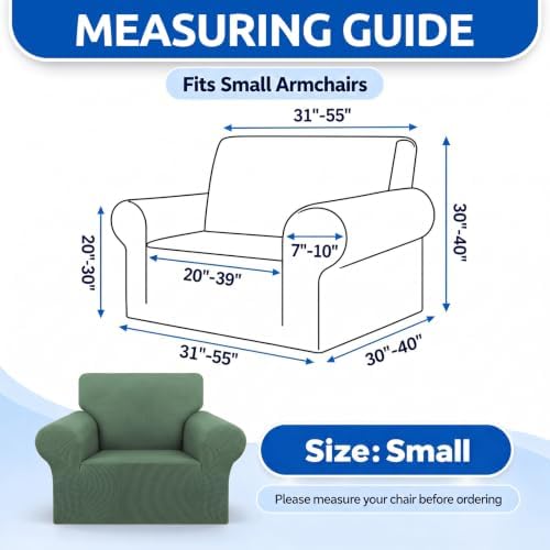 KEKUOU Stretch Chair Sofa Slipcover, Single Couch Cover,Greyish Green