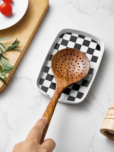 ABRUTY Spoon Rest for Stove Top, Ceramic Spoon Holder for Counter, Modern Farmhouse Decor Accessories for Spatula, Spoons or Tongs