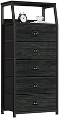 Furnulem Black Dresser for Bedroom, Fabric Dorm Tall Nightstand