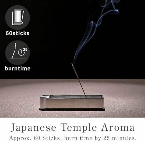 なごみ工房 Kyoto Sandalwood Incense Sticks - Japanese Temple Aroma, Ideal for Relaxation & Meditation, Approx. 60 Sticks (0.044 Pounds) - Premium Quality Incense for Spiritual & Home Use Nagomikobo