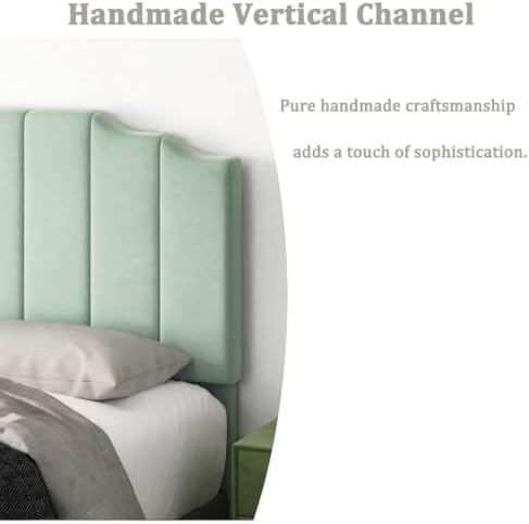 Befurtori Queen Size Headboard Only, Linen Wall Mount Headboard Sage Green