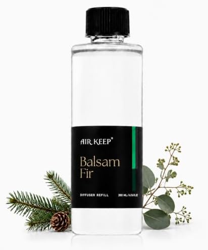 Airkeep Balsam Fir Reed Diffuser Refill – 6.76 fl oz Premium Scented Oil for Home Aromatherapy – Long-Lasting Fragrance for Reed Diffusers – Perfect for Bathroom, Bedroom & Home Decor