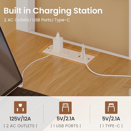 Twin Size Gaming Loft Bed with Desk, 4 Fabric Drawers, RGB LED Lights & Under-Bed Play Zone with Soft Padded 2-Step Ladder, Space-Saving Bed for Kids, Teens (White, L-Shape Desk)