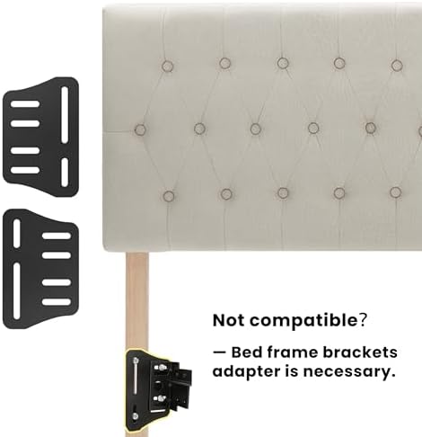 Kingfun Tufted Upholstered Full Size Bed Headboard in Modern Button Design, Adjustable Solid Wood Head Board, Premium Linen Fabric Padded Headboards in Bedroom (Beige)