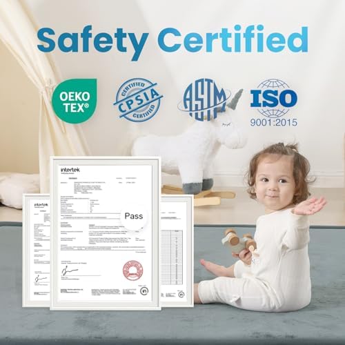 1.3" Thick Baby Play Mat for Floor,79x79 Large Memory Foam Tummy Time Mat