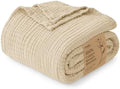 Love's cabin 100% Cotton Muslin Blanket King Size for Bed, Khaki