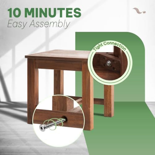 12" Wooden Step Stool, Small Wood Stool for Bathroom, Kitchen - Walnut