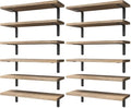WOPITUES Wood Floating Shelves Set of 6, Shelves for Wall Decor, Farmhouse Shelf for Bedroom, Bathroom Storage Shelves, Book Shelves for Living Room - Rustic Brown (Pack of 2)