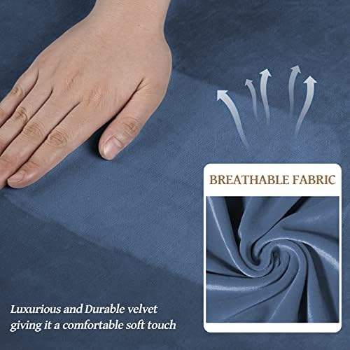 WEERRW Velvet Stretch 3 Pieces Couch Cover for Sofa Washable, Light Blue