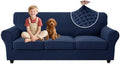MAXIJIN 4 Pieces Stretch Couch Covers for 3 Cushion Sofa Pet Friendly Couch Cover for Dogs Washable Sofa Slipcovers Thick Soft Furniture Protector with Non Slip Strap (Navy Blue, 71"-91")
