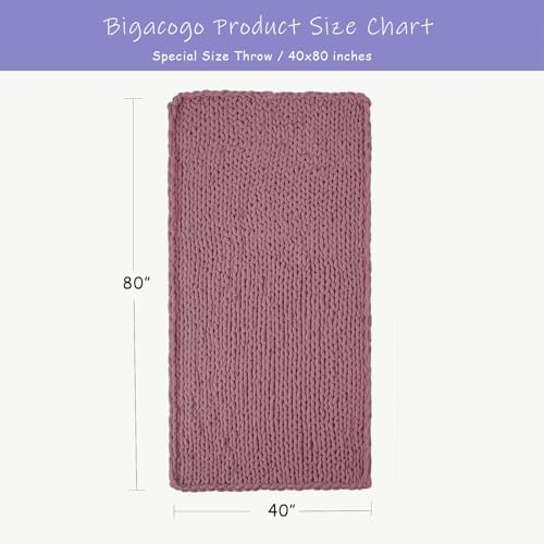 Bigacogo Chunky Knit Throw Blanket for Couch, 40x80 inches, Burnt Rose