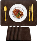 ADRIMER Fall Placemats Set of 4, Heat Resistant Faux Leather, Coffee