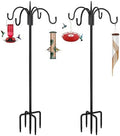 FEED GARDEN Heavy Duty Shepherds Hook 2 Pack 92" Four Hooks Adjustable (44/60/76/92") - Metal 5-Prong Base, 17lb Capacity - Easy Assembly Bird Feeder Pole for Hanging Planters, Lanterns, Wind Chimes