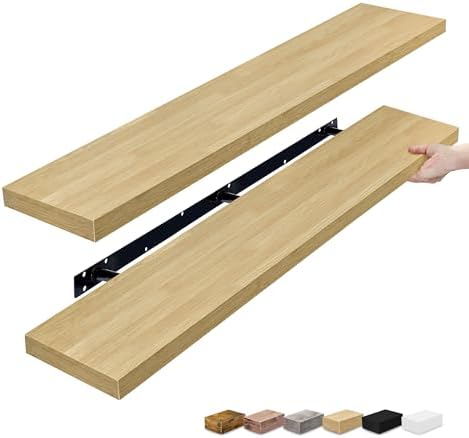 Sorbus Floating Shelves for Wall Storage (55 Inch, 2 Pack, Maple Wood)