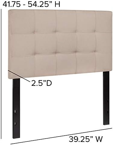 EMMA + OLIVER Size Headboard in Beige Twin Quilted Tufted Headboard