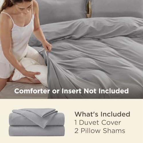 Bedsure Oversized Queen Duvet Cover, Soft Double Brushed Bedding Set, Grey