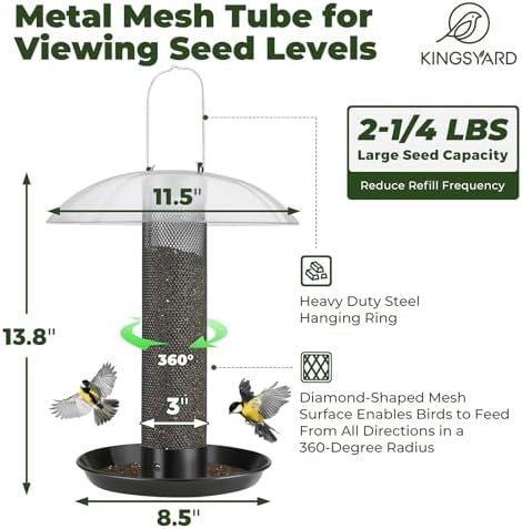 Kingsyard Finch Thistle & Nyjer Bird Feeder for Outdoors Hanging