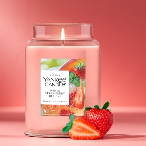 Yankee Candle White Strawberry Bellini Scented Candle, 22oz, Large Jar (Pack of 4)