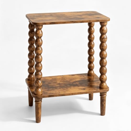 Veegle Narrow Side Table Small End Table for Small Spaces Rustic Brown