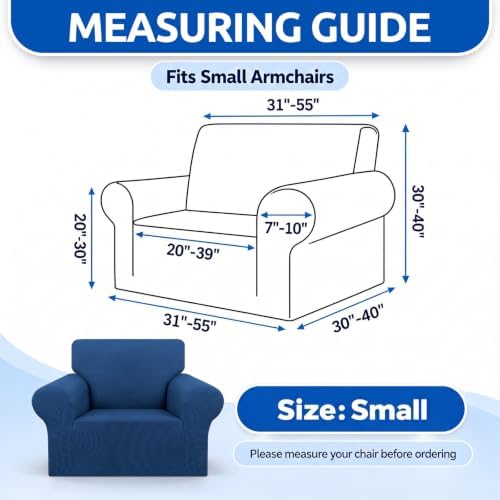 KEKUOU Stretch Chair Sofa Slipcover, Single Couch Cover,Classic Blue