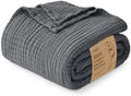 Love's cabin 100% Cotton Muslin Blanket Queen Size for Bed, Dark Grey