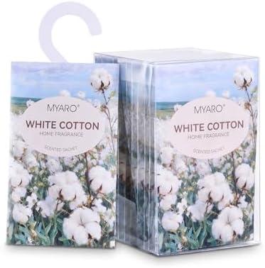 MYARO 12Pcs White Cotton Sachets Hanging Car Freshener, Closet Deodorizer