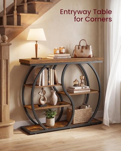VASAGLE 39.4 Inchs Entryway Table, 5-Tier Console Table, Narrow Sofa Table